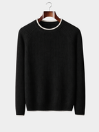 Men’s Two-Tone Crew Neck Knit Jumper with Ribbed Trim