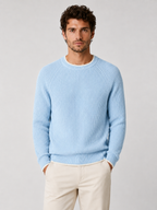 Men’s Two-Tone Crew Neck Knit Jumper with Ribbed Trim