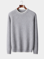 Men’s Two-Tone Crew Neck Knit Jumper with Ribbed Trim