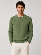 Men’s Two-Tone Crew Neck Knit Jumper with Ribbed Trim