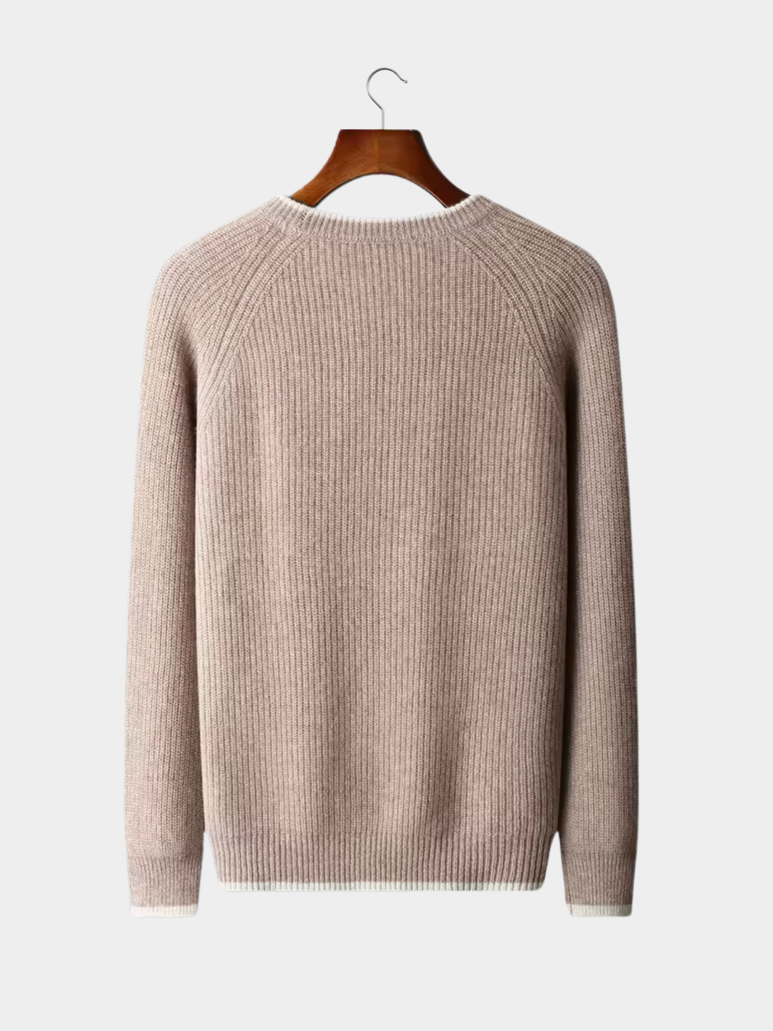 Men’s Two-Tone Crew Neck Knit Jumper with Ribbed Trim