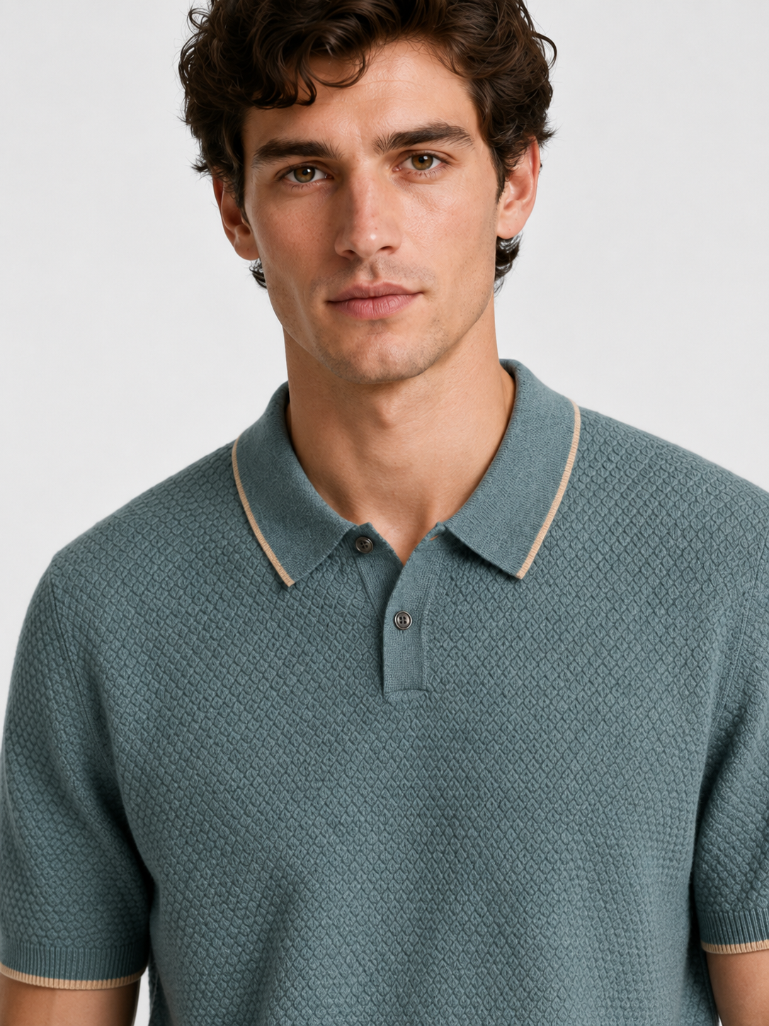 Men’s Two-Tone Short Sleeve Polo Shirt with Short Sleeves