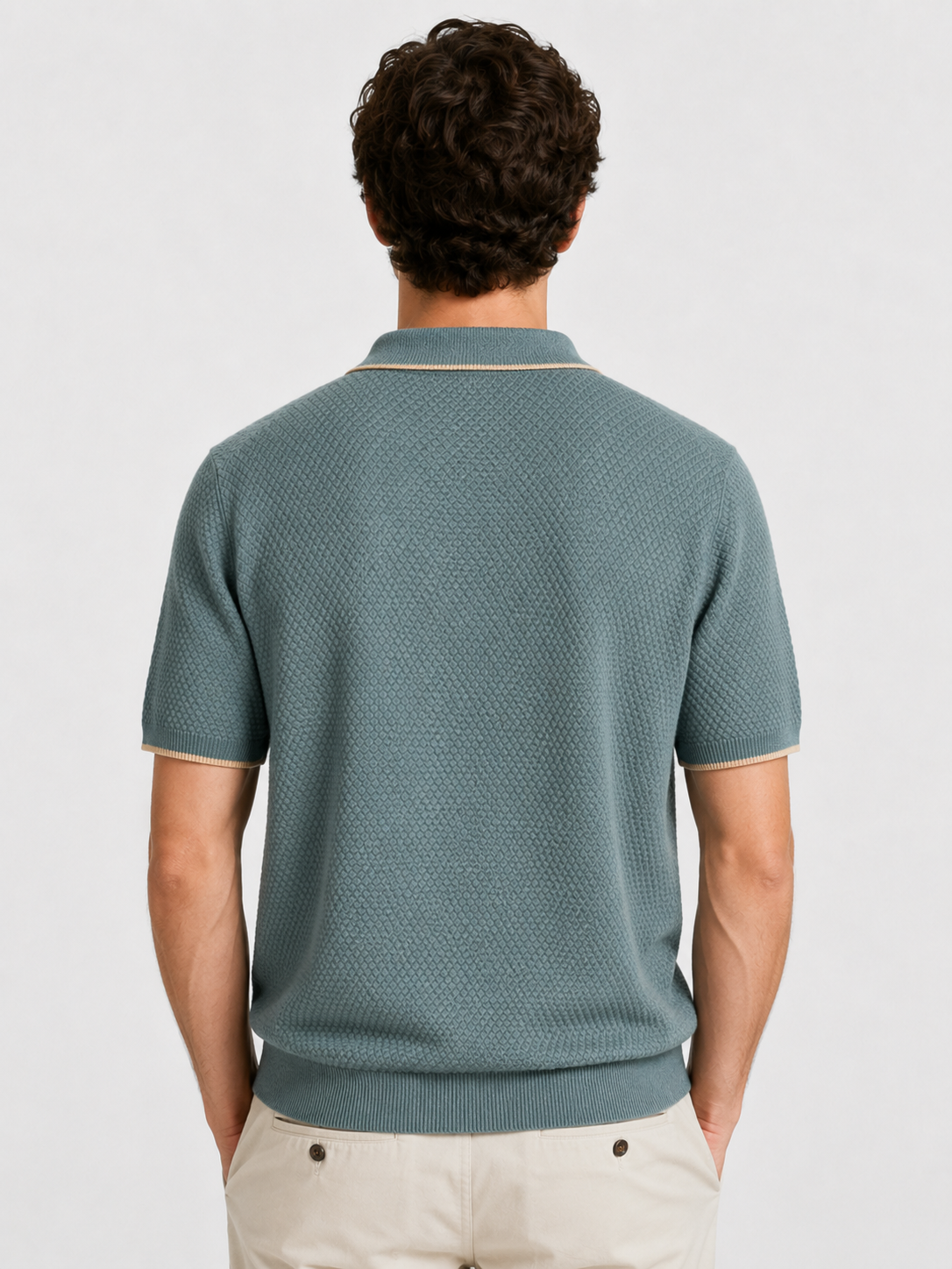 Men’s Two-Tone Short Sleeve Polo Shirt with Short Sleeves