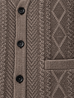 Men's V-Neck Button-Front Knit Cardigan with Long Sleeves