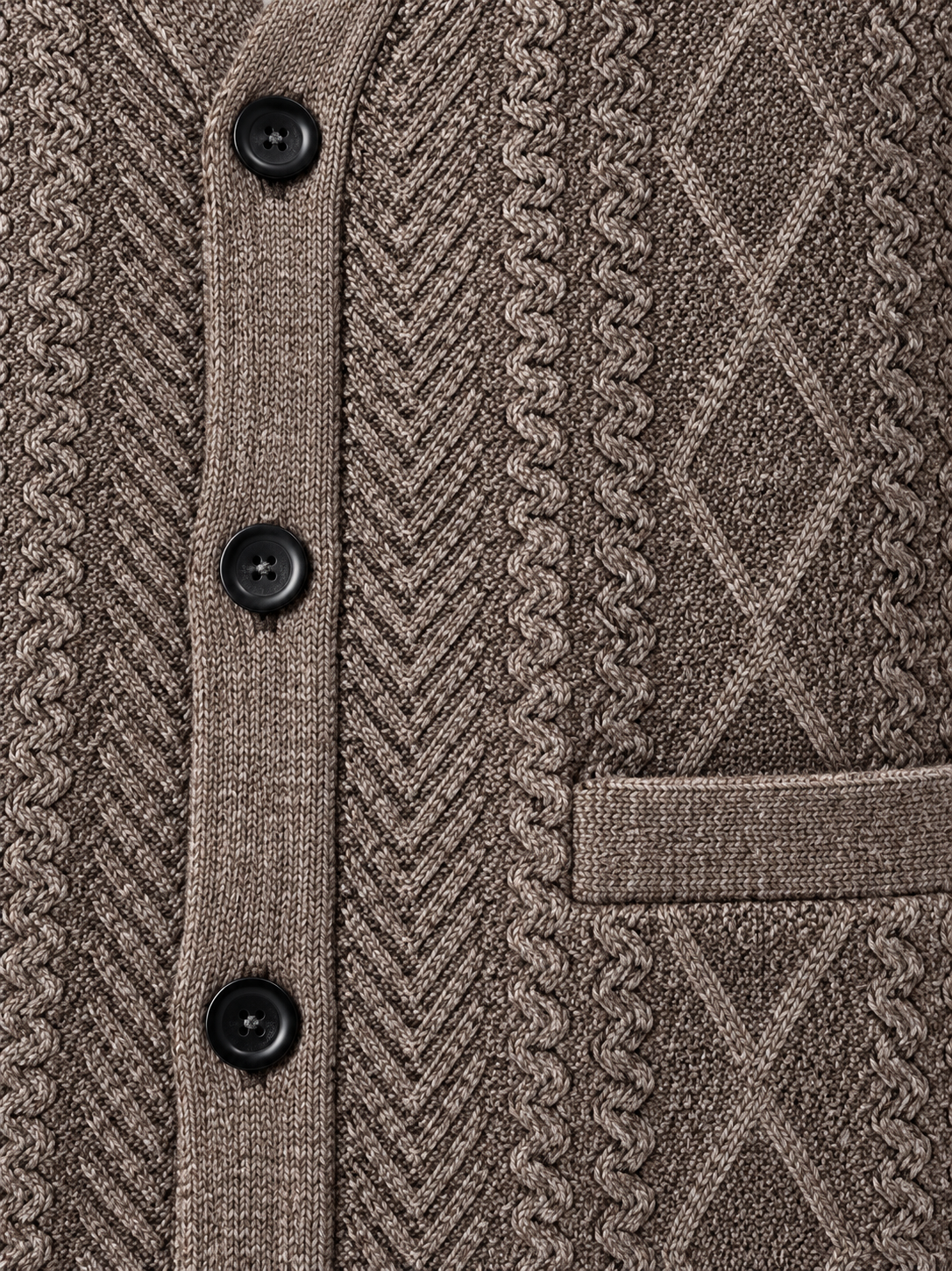 Men's V-Neck Button-Front Knit Cardigan with Long Sleeves