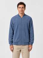 Men’s Zip Front Bomber Jacket with Ribbed Collar