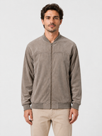 Men’s Zip Front Bomber Jacket with Ribbed Collar