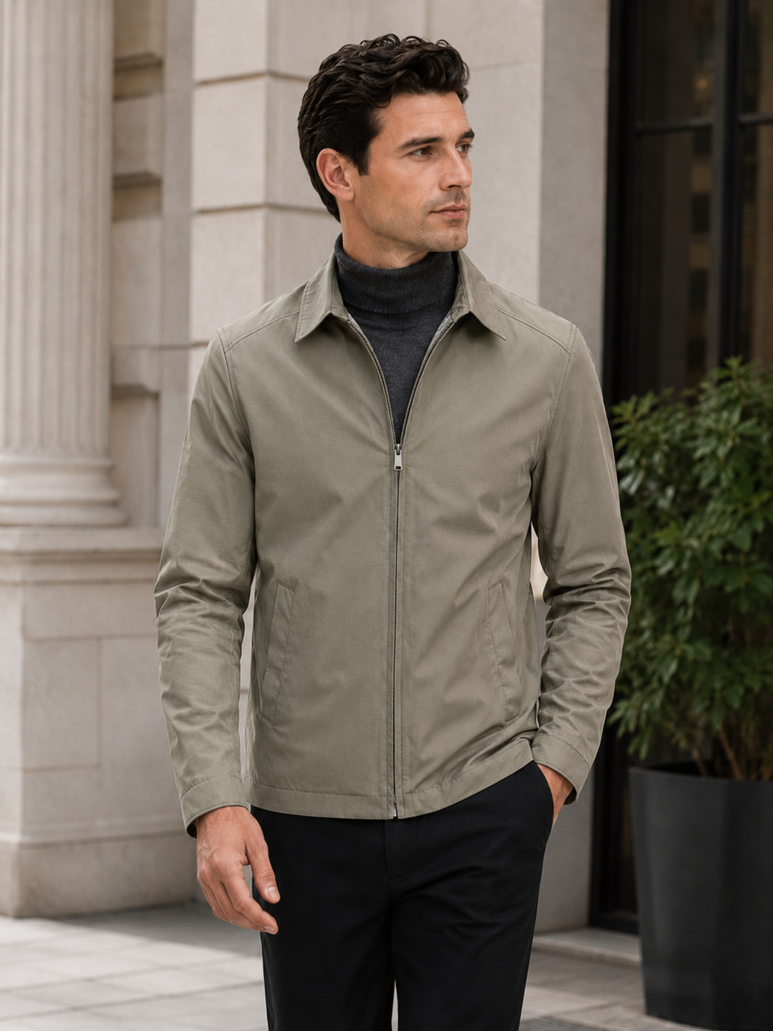 Men’s Zip Jacket with Stand Collar