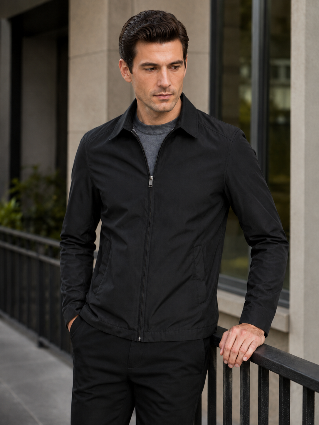 Men’s Zip Jacket with Stand Collar