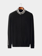 Men’s Zip Knit Cardigan with Contrast Collar