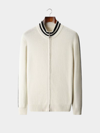 Men’s Zip Knit Cardigan with Contrast Collar