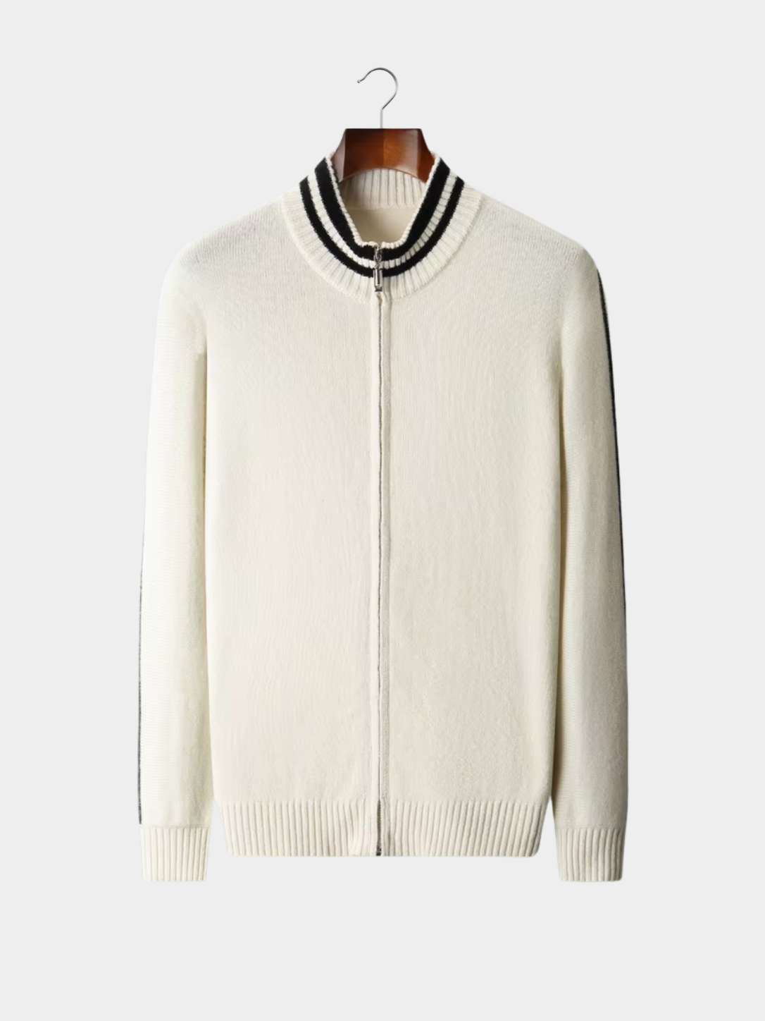 Men’s Zip Knit Cardigan with Contrast Collar