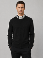 Men’s Zip Knit Cardigan with Contrast Collar
