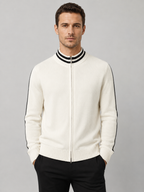 Men’s Zip Knit Cardigan with Contrast Collar