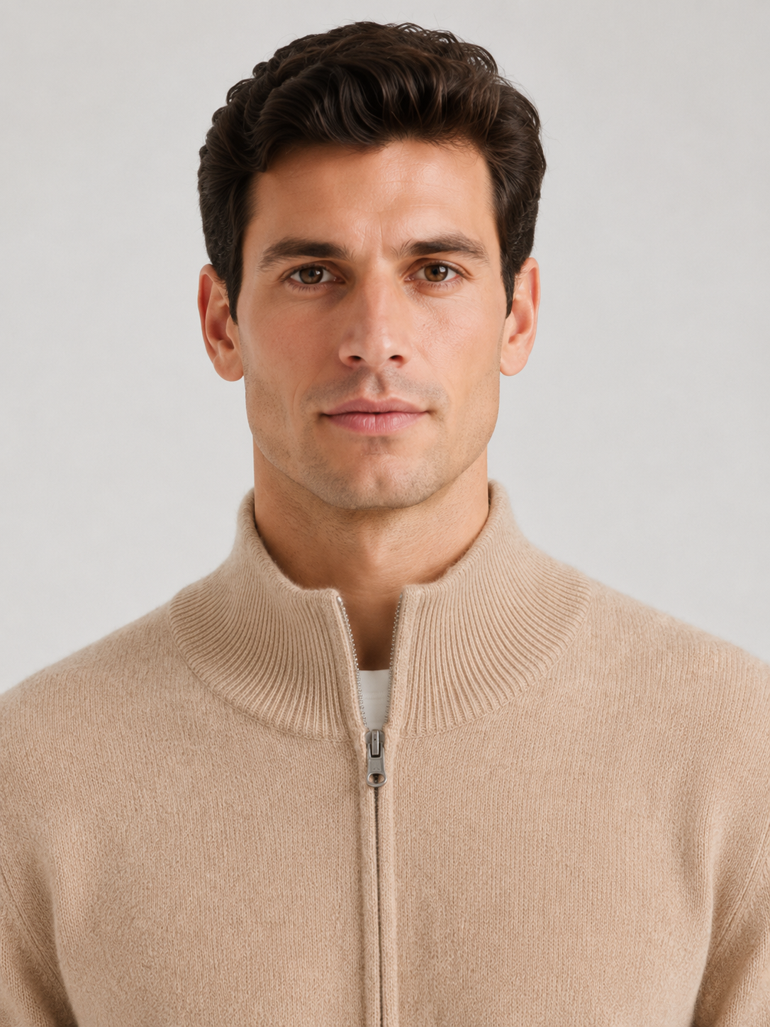 Men’s Zip Knit Cardigan with Stand Collar