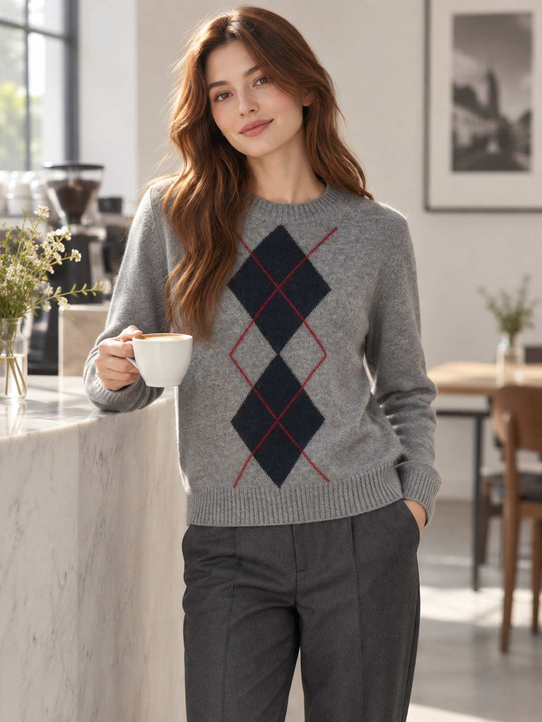 Women's Argyle Knit Jumper