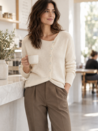 Women's Asymmetric Button Knit Jumper