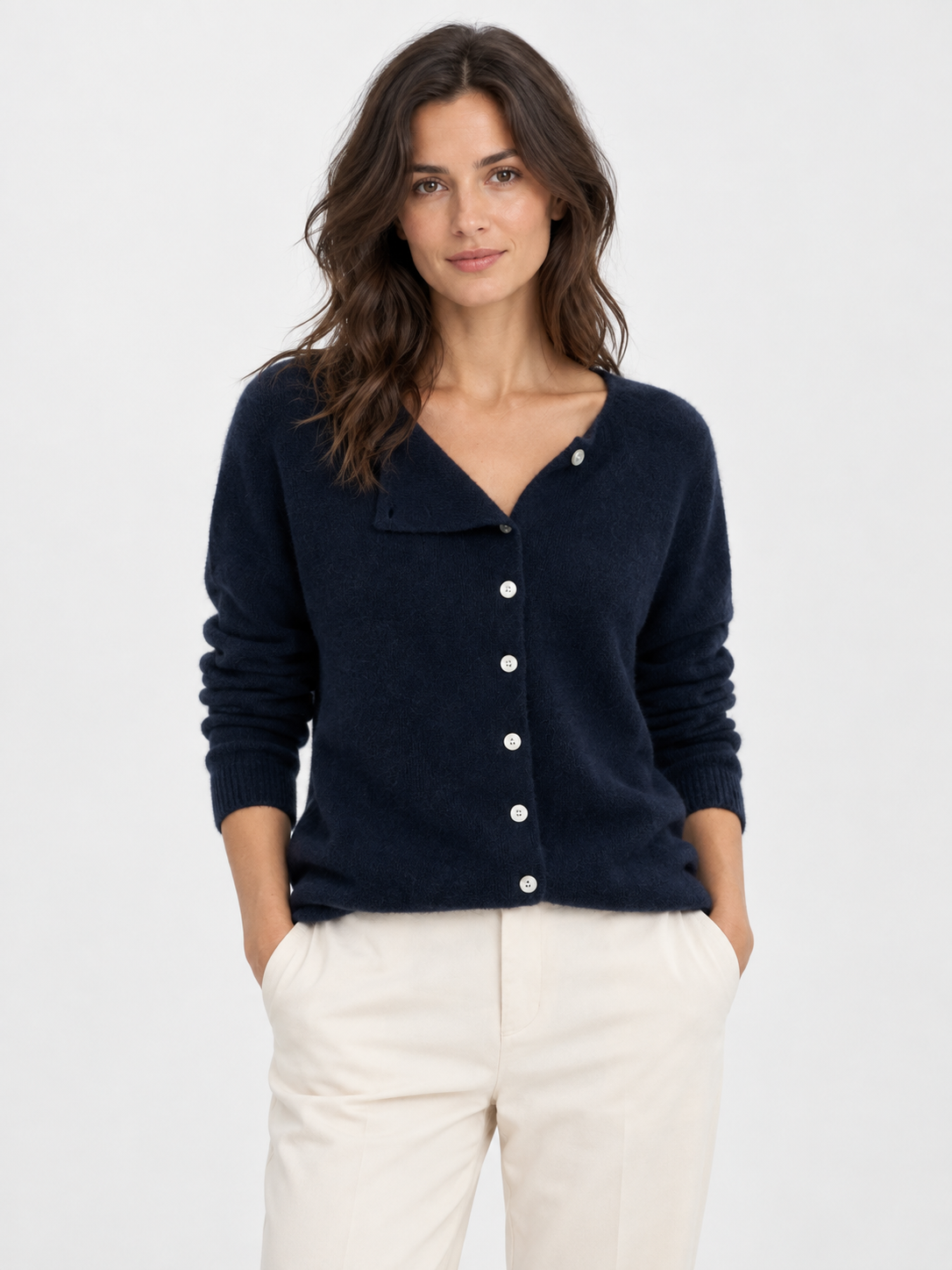 Women's Asymmetric Button Knit Jumper