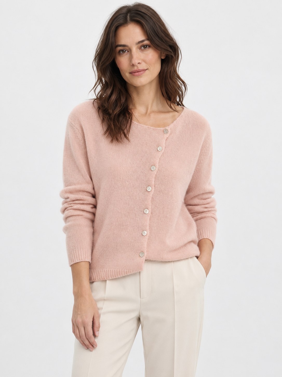 Women's Asymmetric Button Knit Jumper