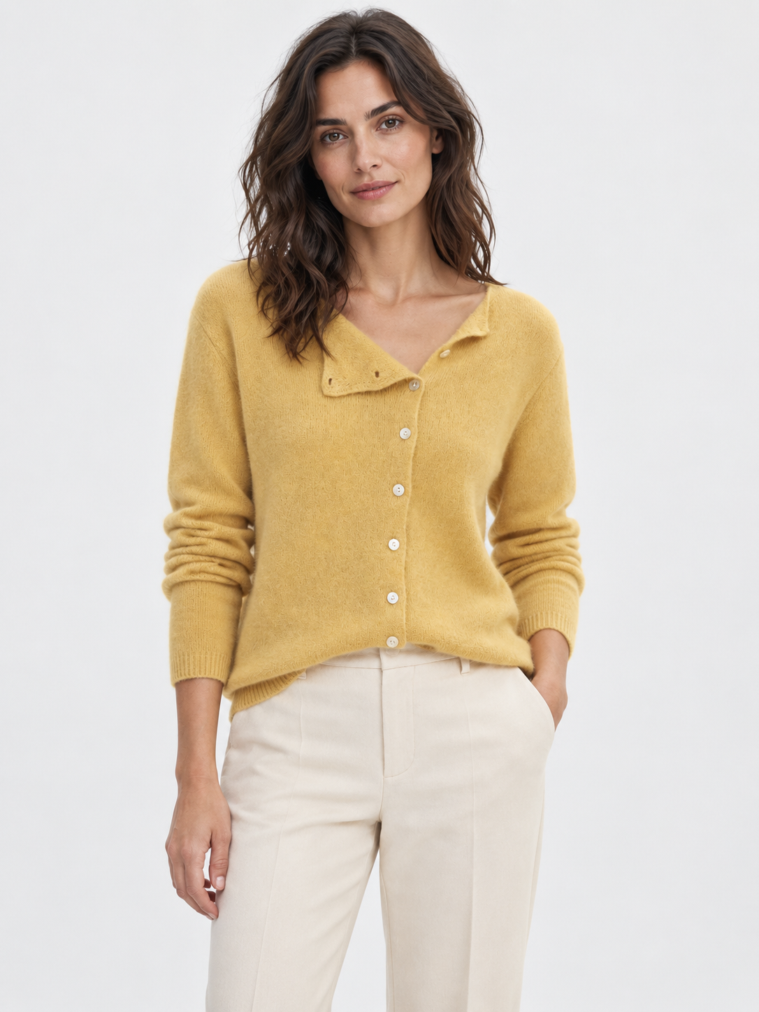 Women's Asymmetric Button Knit Jumper