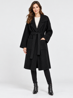 Women's Belted Lapel-Collar Longline Cardigan Jacket