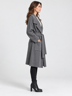 Women's Belted Lapel-Collar Longline Cardigan Jacket