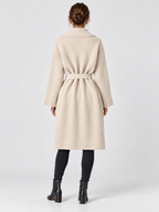 Women's Belted Lapel-Collar Longline Cardigan Jacket