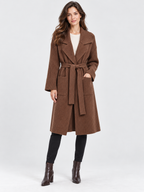 Women's Belted Lapel-Collar Longline Cardigan Jacket