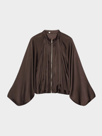 Women's Bubble Sleeve Jacket and High-Waist Wide-Leg Trousers Set