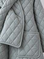 Women's Button-Front Padded Parka Jacket with Detachable Scarf Collar