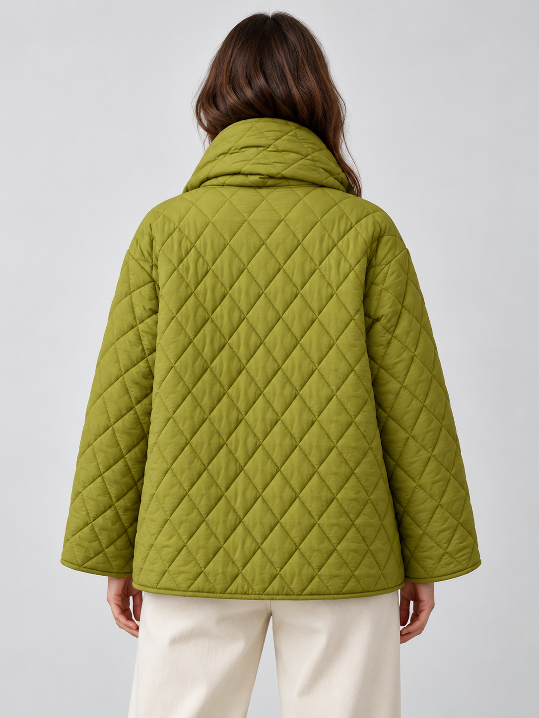 Women's Button-Front Padded Parka Jacket with Detachable Scarf Collar