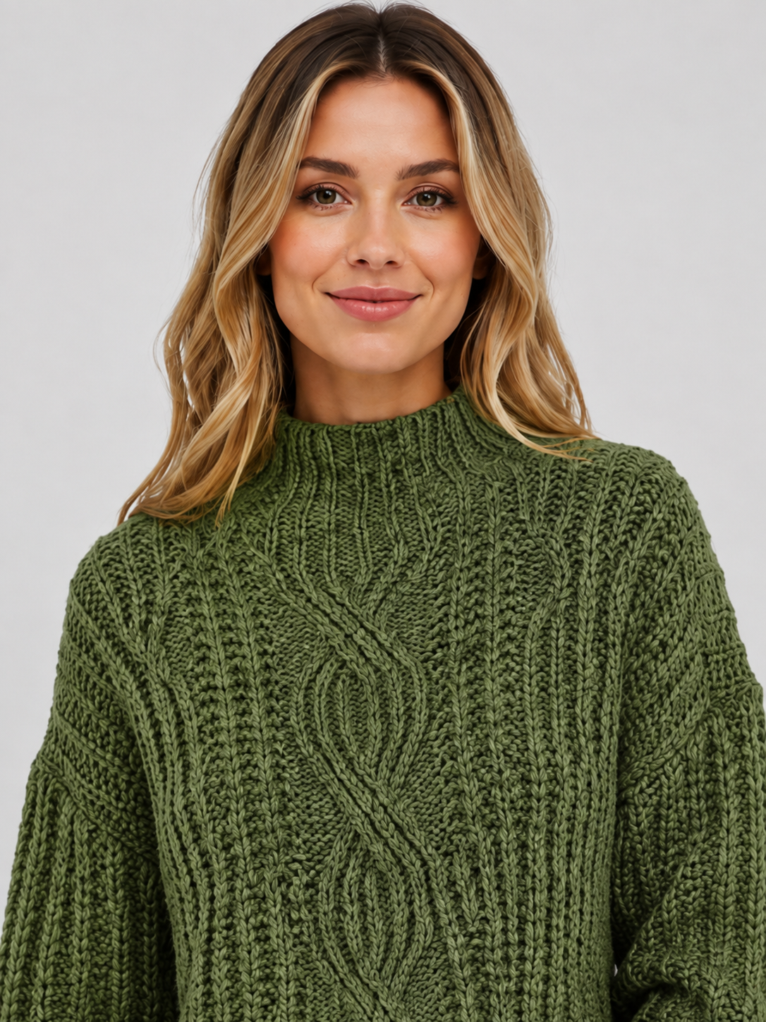 Women’s Cable-Knit Jumper with High Neck