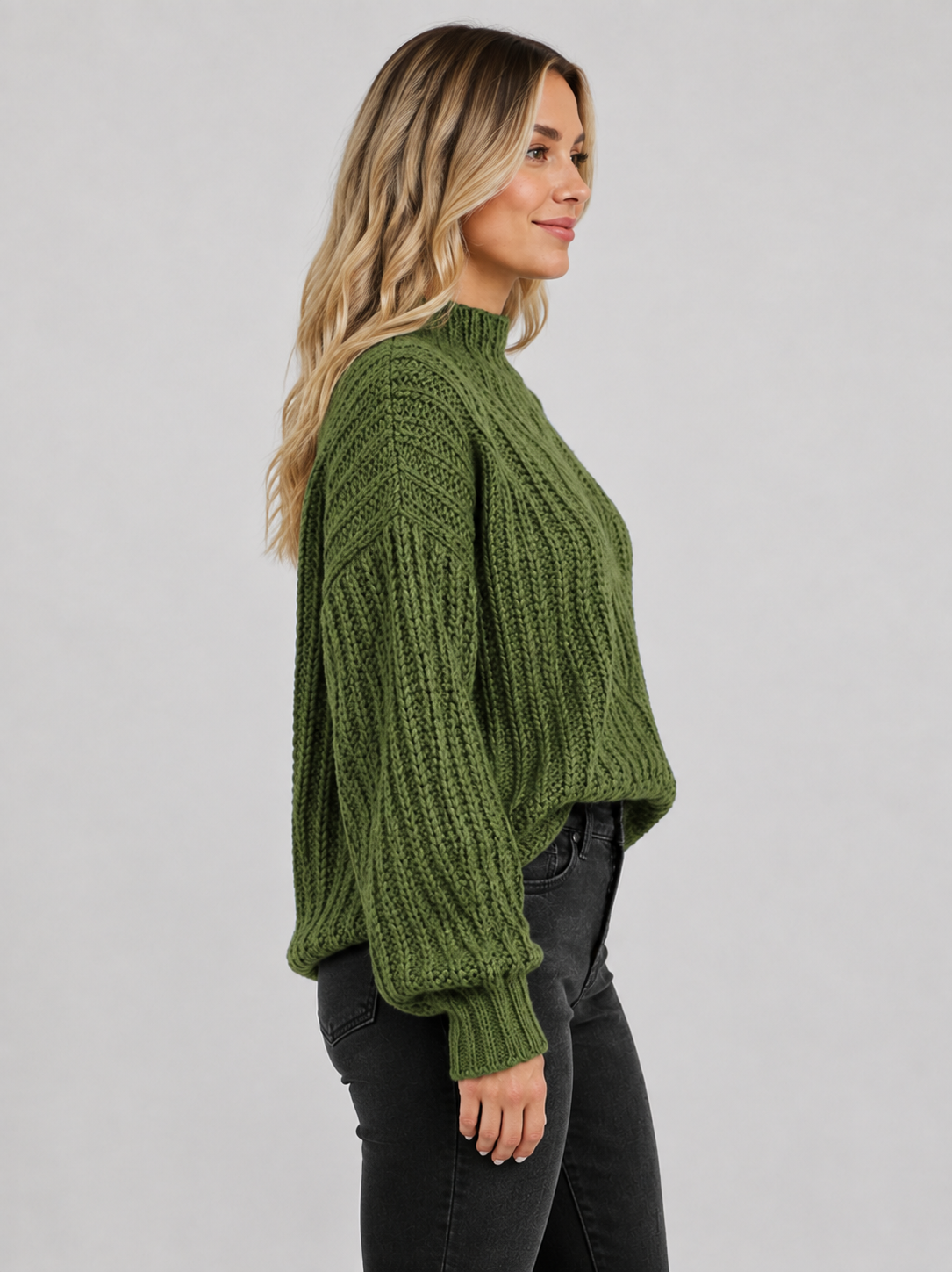 Women’s Cable-Knit Jumper with High Neck