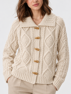 Women's Cable Knit Toggle Button Shawl-Collar Cardigan