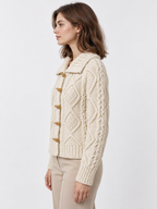 Women's Cable Knit Toggle Button Shawl-Collar Cardigan