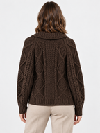 Women's Cable Knit Toggle Button Shawl-Collar Cardigan