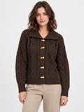 Women's Cable Knit Toggle Button Shawl-Collar Cardigan