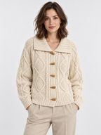 Women's Cable Knit Toggle Button Shawl-Collar Cardigan