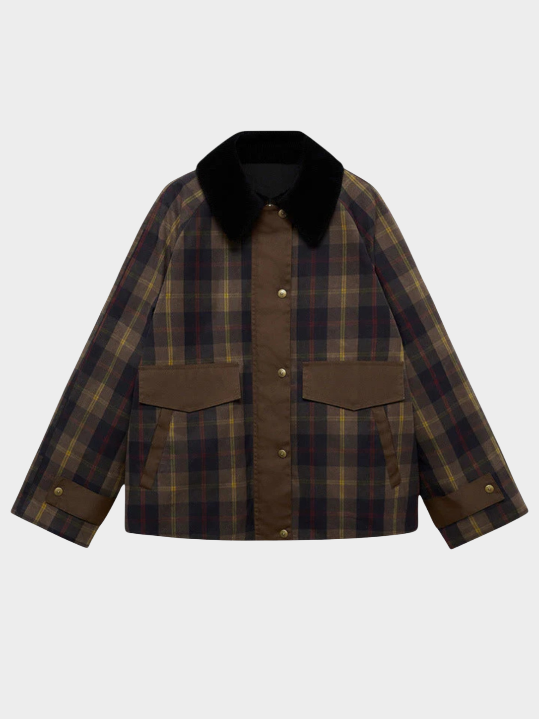 Women's Checked Jacket with Contrasting Collar