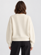Women's Crew-Neck Large Button Short Cardigan