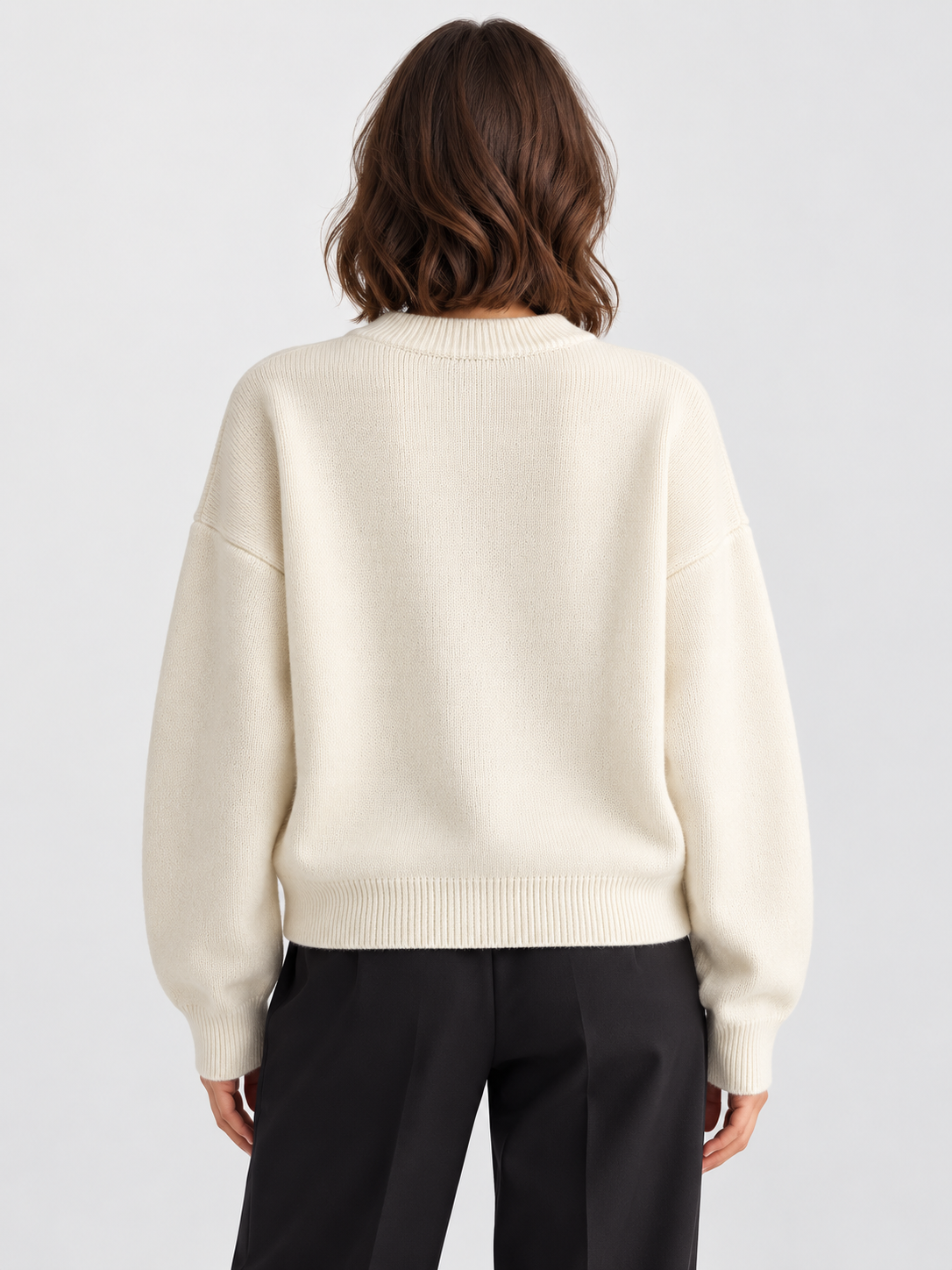 Women's Crew-Neck Large Button Short Cardigan