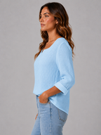 Women’s Crinkled Top with Notched Square Neck