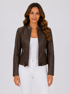 Women’s Cropped Jacket with Front Zip and Zip Pockets