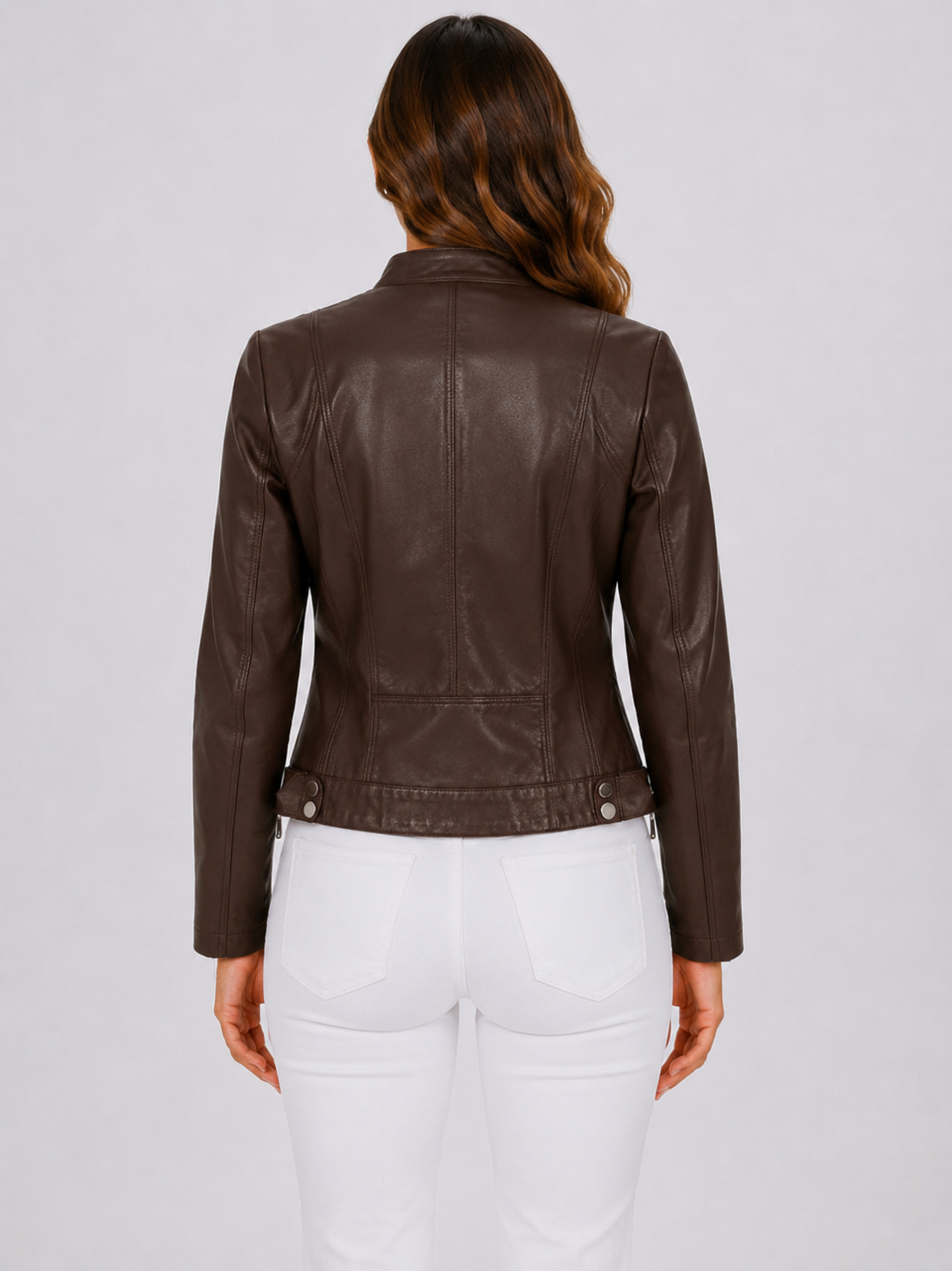 Women’s Cropped Jacket with Front Zip and Zip Pockets