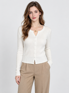 Women's Cropped Open-Front Knitted Cardigan
