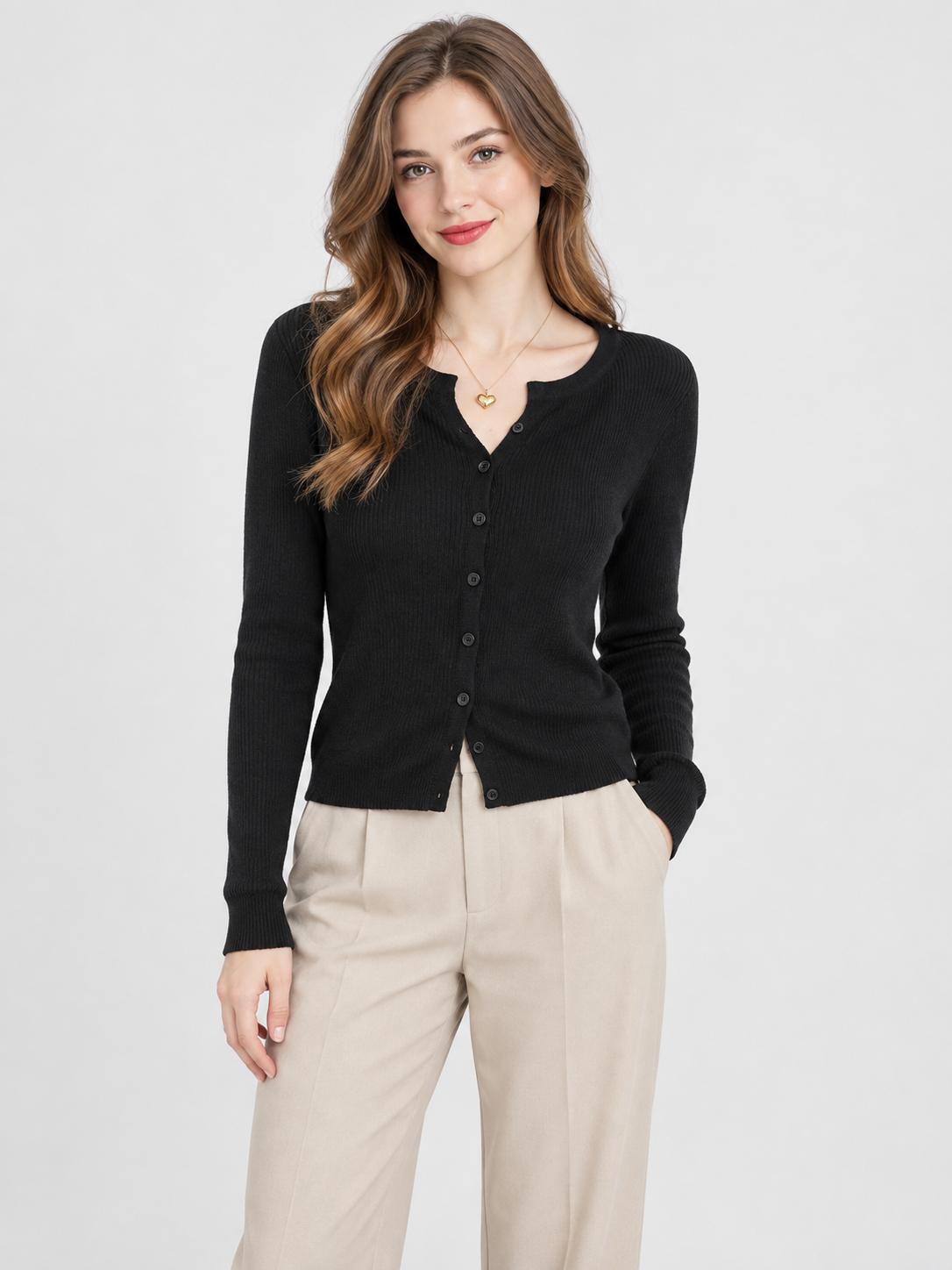 Women's Cropped Open-Front Knitted Cardigan