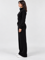 Women's Cropped Zip Cardigan and Wide-Leg Trousers Set