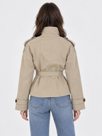 Women's Double-Breasted Belted Cropped Trench Coat
