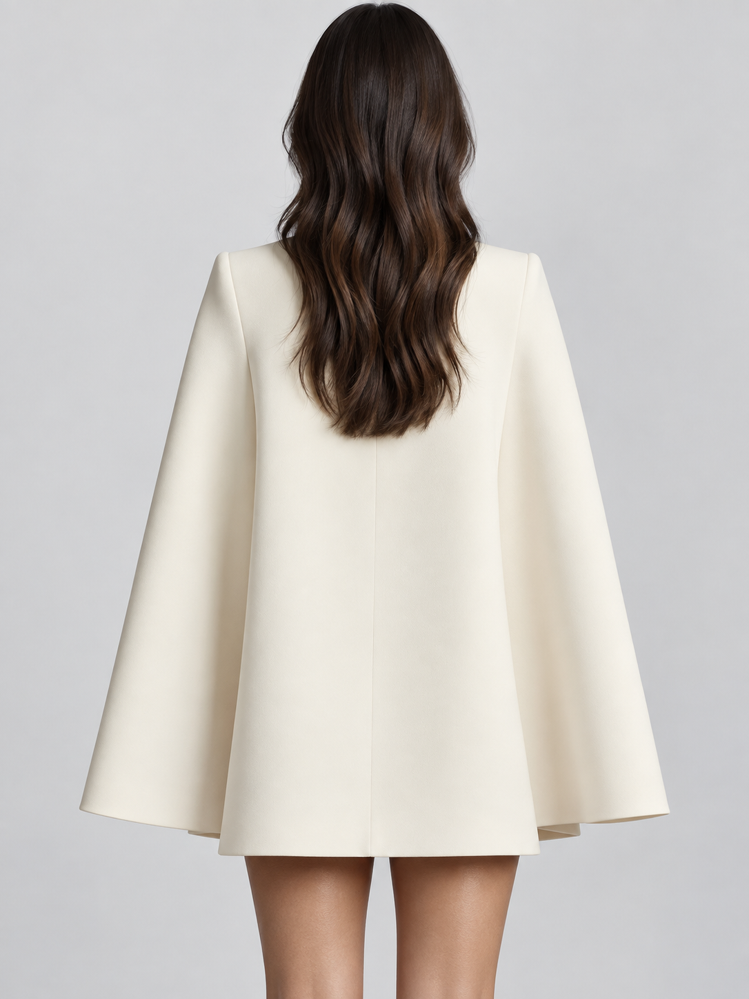 Women's Double-Breasted Cape Sleeve Blazer Midi Dress with V-Neck