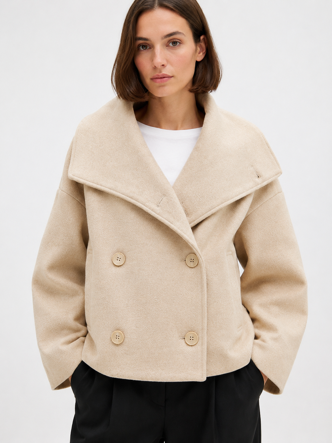 Women’s Double-Breasted Jacket with Wide Collar